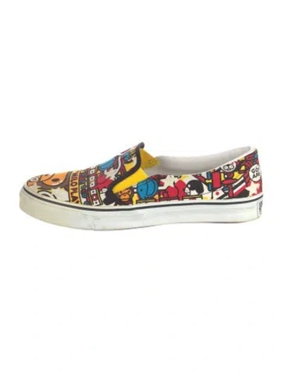 Pre-owned A Bathing Ape Canvas Graphic Print Sneakers In White