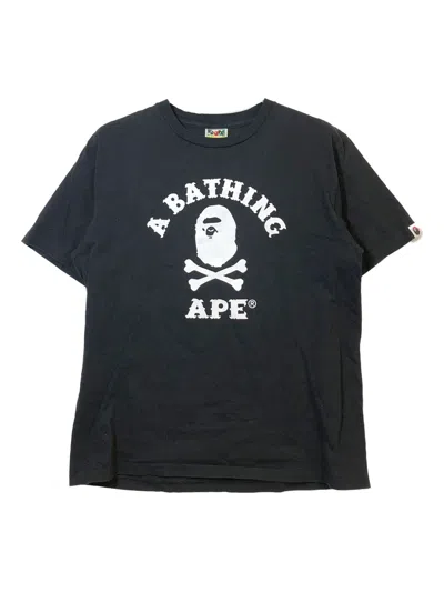 A Bathing Ape Captain Ape Crossbone T-shirt In Black