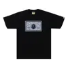A Bathing Ape Card T-shirt 'black Silver' In Black