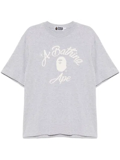 A Bathing Ape Chain Stitch College T-shirt In Grau