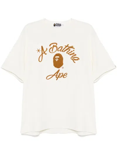 A Bathing Ape Chain Stitch College T-shirt In Nude