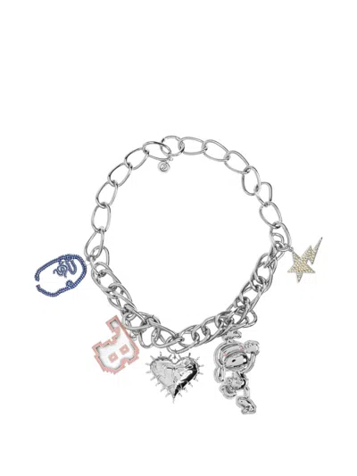 A Bathing Ape Charm-embellished Chunky-link Necklace In Silver