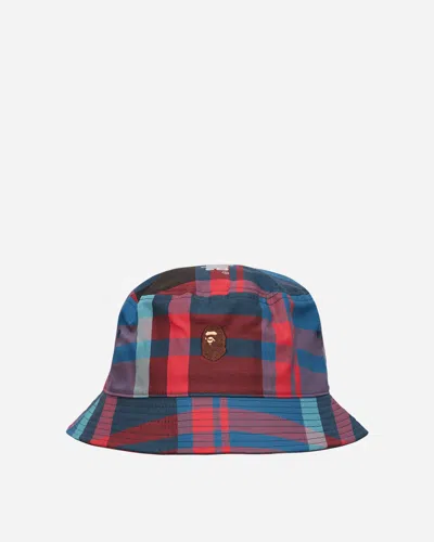 A Bathing Ape Check Ape Bucket Hat Navy