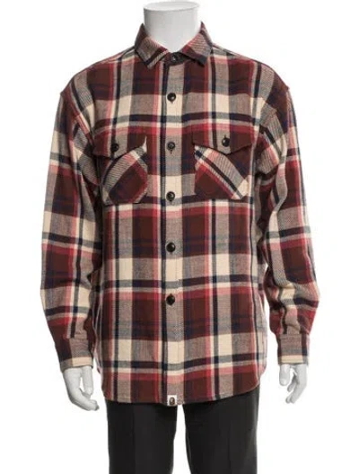 Pre-owned A Bathing Ape Check Flannel Plaid Print Jacket In Red