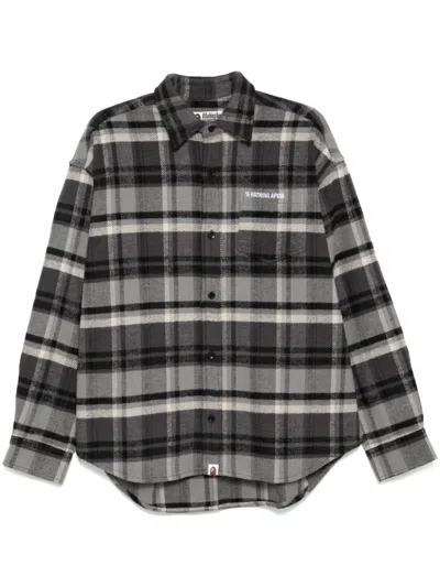 A Bathing Ape Check Flannel Shirt In 灰色