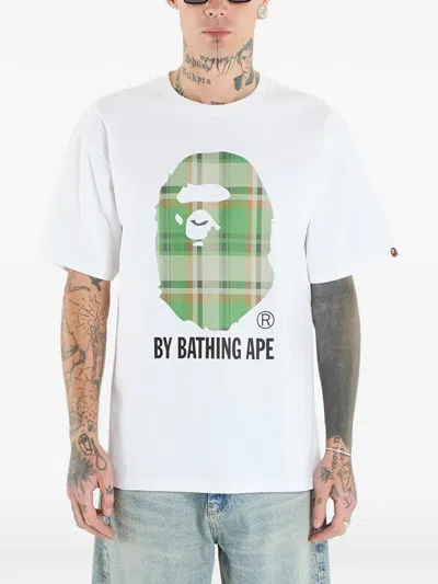A Bathing Ape Check Graphic T-shirt In White