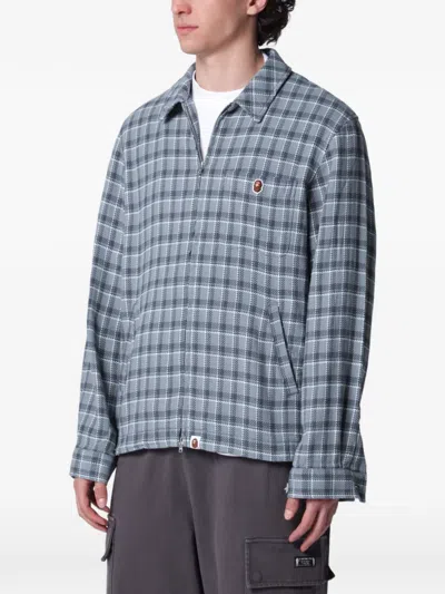 A Bathing Ape Check Zip-up Shirt In Multi
