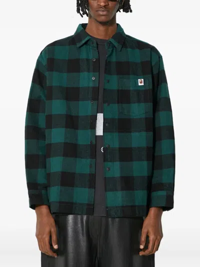A Bathing Ape Checked Logo-detail Shirt In Green