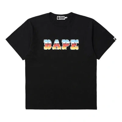 A Bathing Ape Chest Gradient Alphabet Short Sleeve Tee 'black'