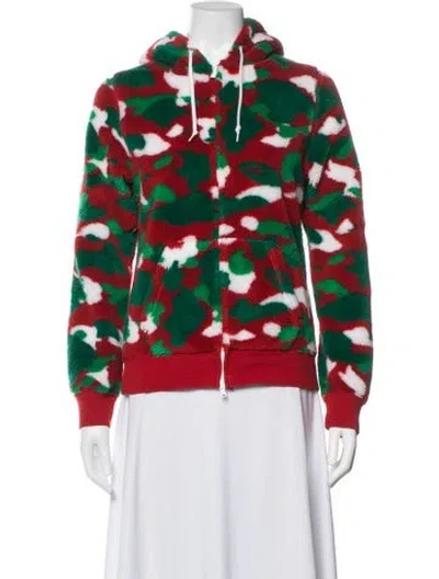 Pre-owned A Bathing Ape Christmas Camouflage Print Hoodie In Green/red