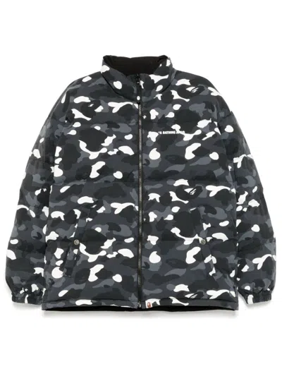 A Bathing Ape City Camo Reversible Down Jacket In Black