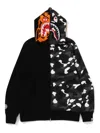 A Bathing Ape City Camo Tiger Shark Zip-up Hoodie In Black