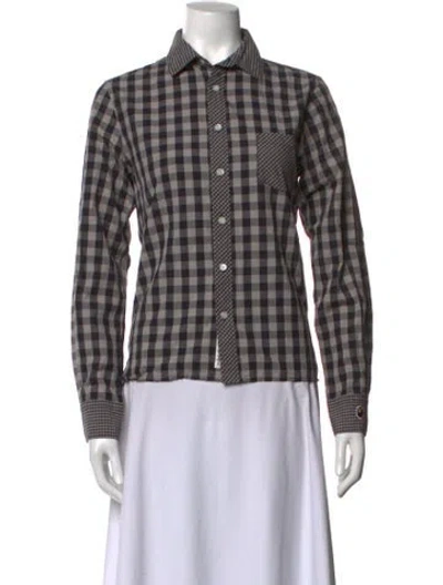 Pre-owned A Bathing Ape Classic Plaid Print Top In Grey