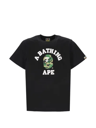 A Bathing Ape College Ape Head Crewneck T-shirt In Black