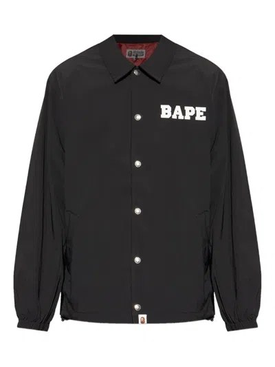 A Bathing Ape College Coach Logo Jacket In Black