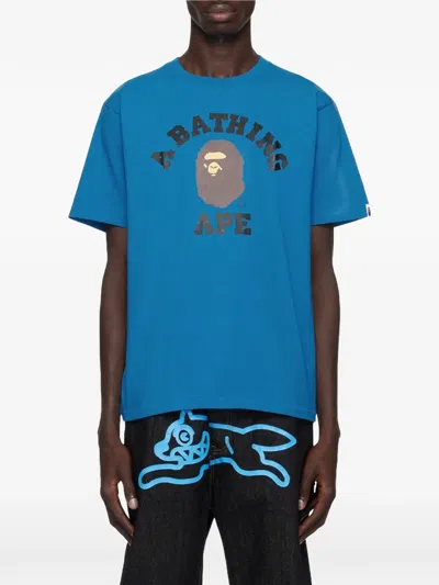 A Bathing Ape College Crew-neck T-shirt In Blue
