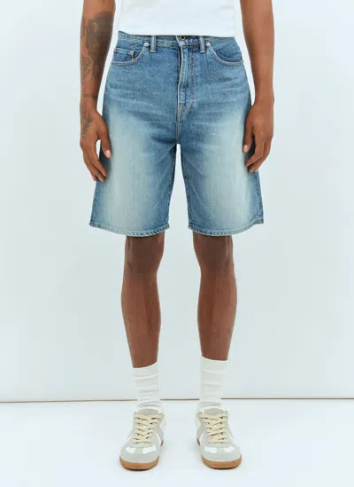 A Bathing Ape College Denim Shorts In Blue