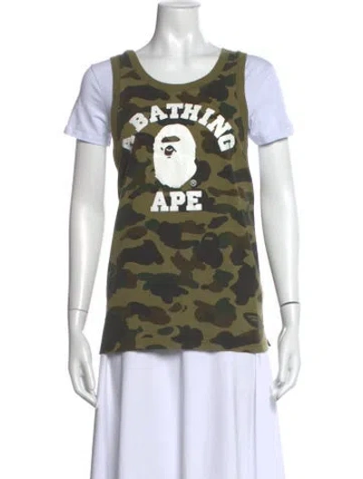 Pre-owned A Bathing Ape College Logo Camo Camouflage Print T-shirt In Green
