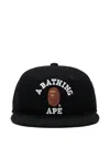 A Bathing Ape College Logo-detailed Wool Cap In Black