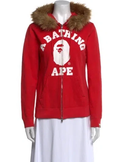 Pre-owned A Bathing Ape College Logo Graphic Print Sweater In Red