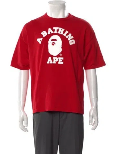 Pre-owned A Bathing Ape College Logo Graphic Print T-shirt In Red
