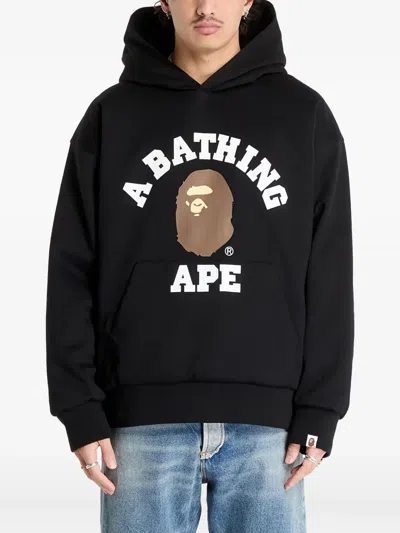 A Bathing Ape College Logo-print Hoodie In Black
