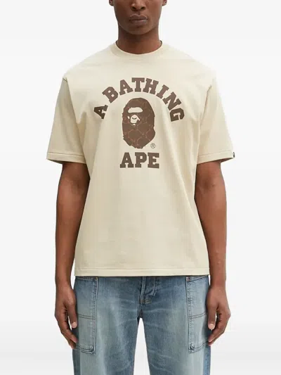 A Bathing Ape College Logo-print T-shirt In White