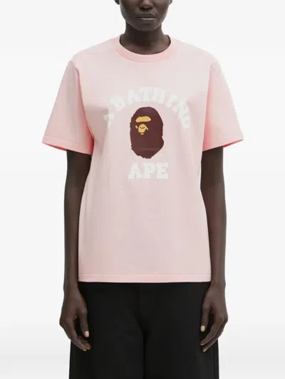 A Bathing Ape College Logo-print T-shirt In Pink