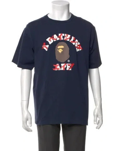 Pre-owned A Bathing Ape College Logo Printed T-shirt In Blue