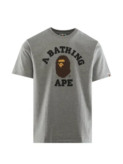 A Bathing Ape College Logo-print T-shirt In Gray
