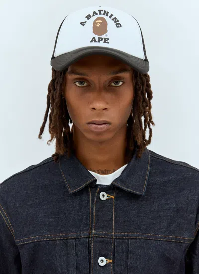 A Bathing Ape College Mesh Baseball Cap In Black