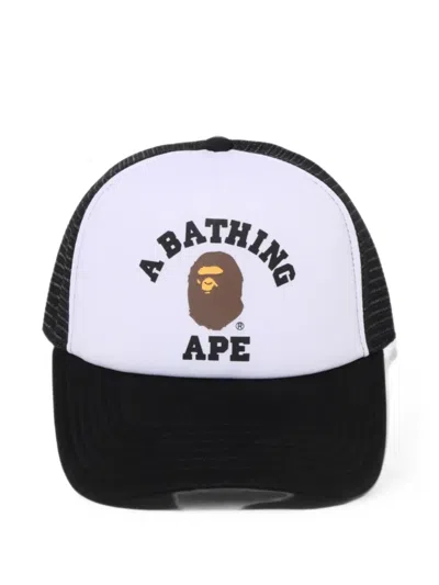 A Bathing Ape College Mesh Trucker Cap In Black
