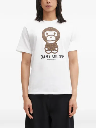 A Bathing Ape College Monogram Baby Milo Graphic-print T-shirt In White
