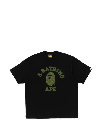 A Bathing Ape College Monogram T-shirt In Black