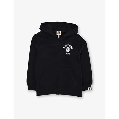 A Bathing Ape Kids' College One Point Logo-print Cotton Hoody 2-9 Years Black