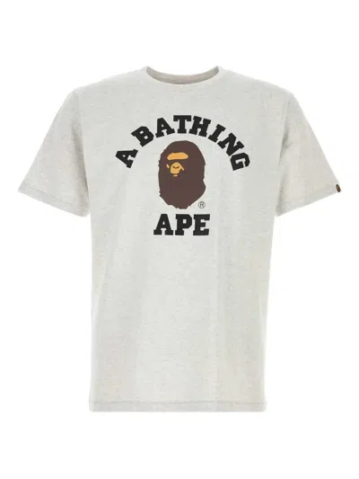 A Bathing Ape College Printed T-shirt In Gray