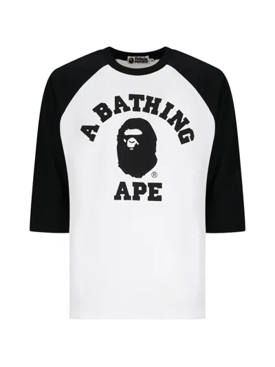 A Bathing Ape College Raglan T-shirt In White