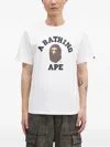 A Bathing Ape Mens White Bape College Graphic-print Cotton T-shirt Xl In White