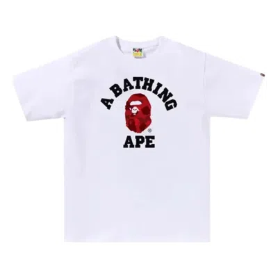 A Bathing Ape Color Camo College T-shirt 'white Red'
