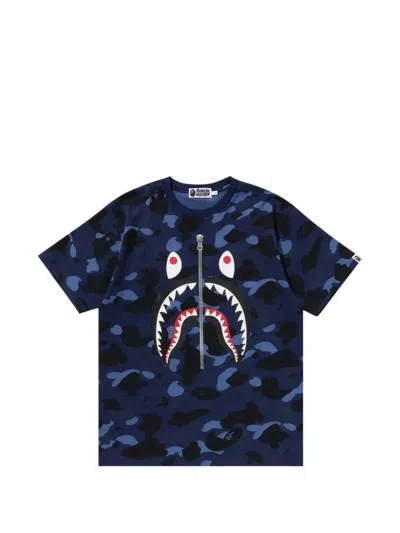 A Bathing Ape Color Camo Shark T-shirt In Blue