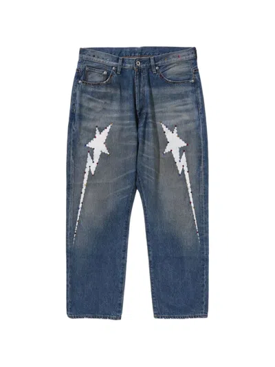 A Bathing Ape Kids' Color Stone Crystal-embellished Jeans In Blue