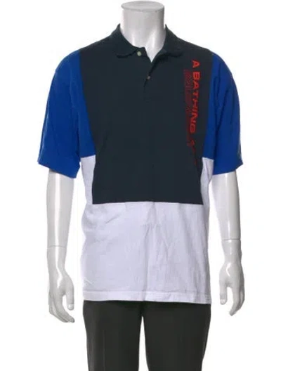 Pre-owned A Bathing Ape Colorblock Pattern Collar Polo Shirt In Blue