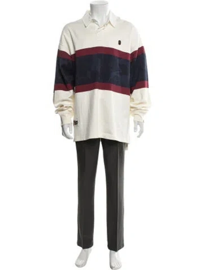 Pre-owned A Bathing Ape Colorblock Pattern Collar Polo Shirt In Neutral