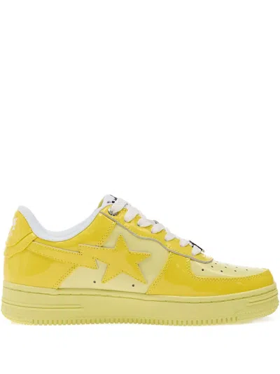 A Bathing Ape Colors Leather Sneakers In Yellow