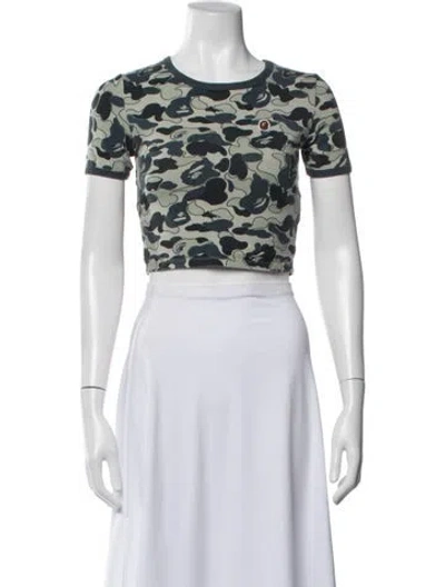 Pre-owned A Bathing Ape Cookie Camo Camouflage Print Crop Top In Neutrals
