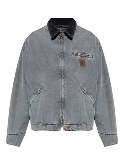 A Bathing Ape Corduroy-collar Overshirt In Gray