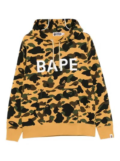 A Bathing Ape Cotton Camo Hoobie In Yellow