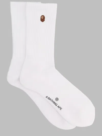 A Bathing Ape Cotton Dress Socks For Men In White