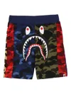 A Bathing Ape Crazy Camo Shark-print Track Shorts In Multi