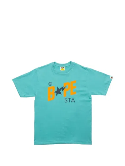 A Bathing Ape Crew-neck Logo-print T-shirt In Blue